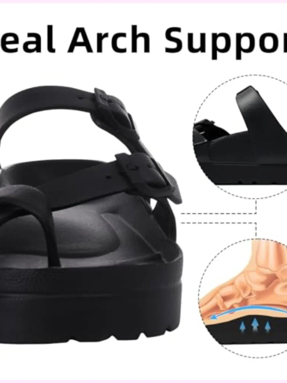 Platform Sandals with Arch Support Comfortable Foam Slides Adjustable Buckle